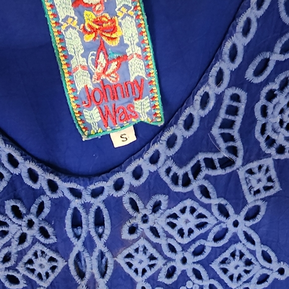 Johnny Was Kaylyn Cobalt Blue Eyelet A-line Tunic Size Small Oversized - Picture 5 of 7